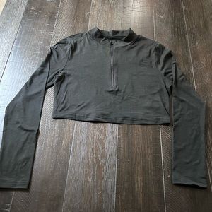 SHEIN black cropped zipper mock neck, long sleeve top. New, never worn. No tags.